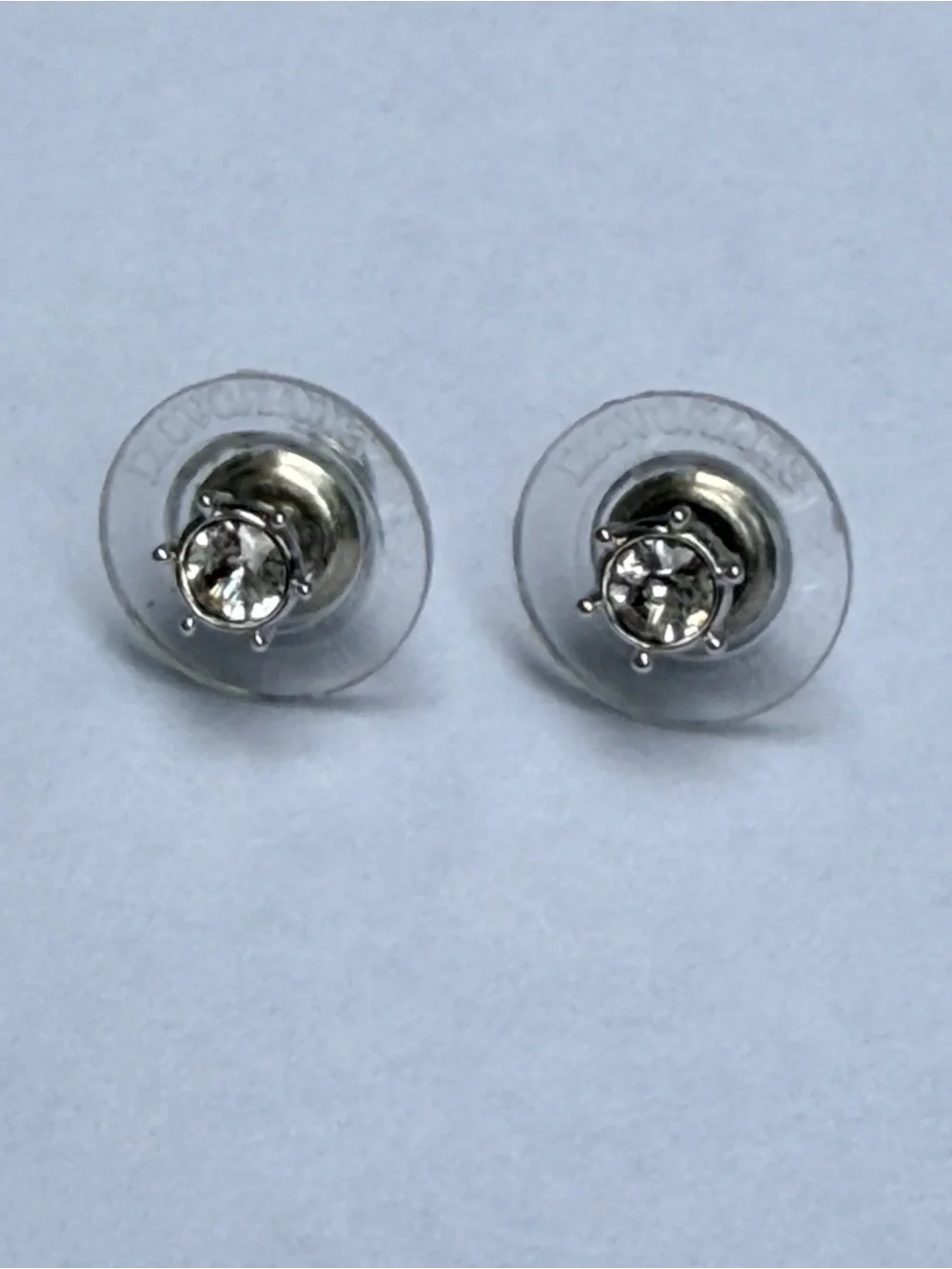 Swarovski Clear Crystal Solitaire Stud Earrings - Silver Tone